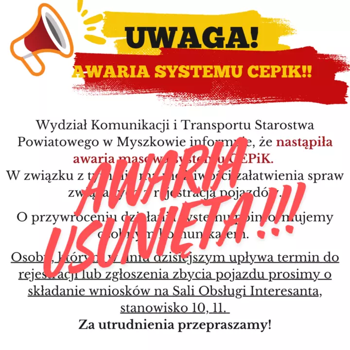 Zdjęcie: AWARIA CEPIK