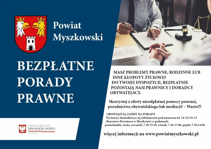 Zdjęcie: Bezpłatne porady prawne w Powiecie Myszkowskim